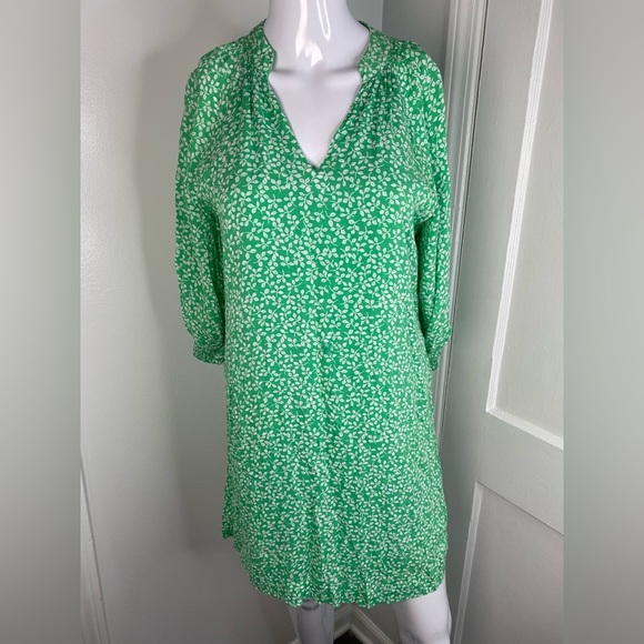 DRAPER JAMES Rsvp Green Floral Print Dress missing string belt - Picture 3 of 9